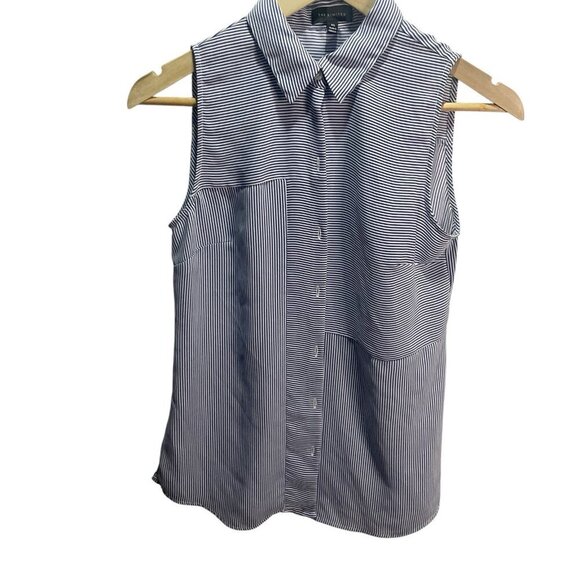 The Limited Womens XS Blue White Stripe Sleeveless Blouse Button Up - Picture 1 of 4